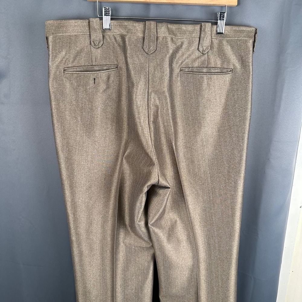 Circle S Mens Vintage Western Dress Pants Tan Textured Polyester Knit 40x30 USA - Picture 7 of 9